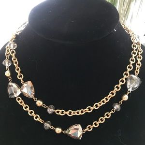 NWOT Textured Gold Link Crystal Station Necklace